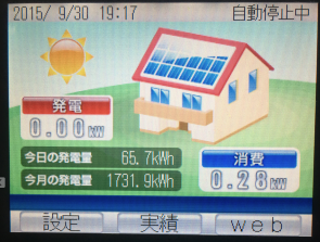 2015年9月の太陽光発電結果