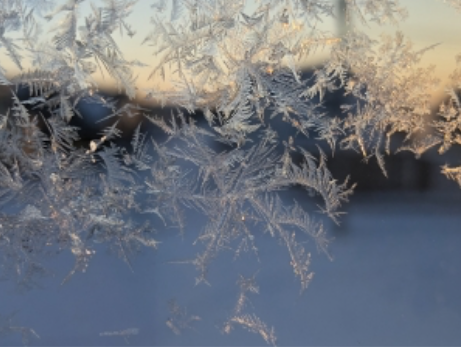 窓についた氷の結晶