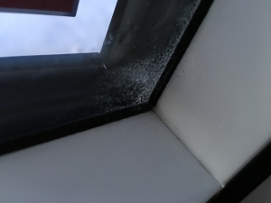 窓の結露が凍結